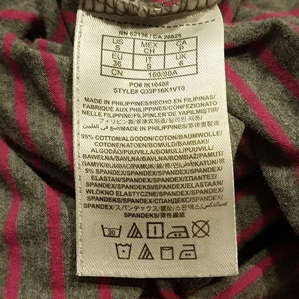 Guess pink and gray stripe v neck top Jr Small - Picture 4 of 5
